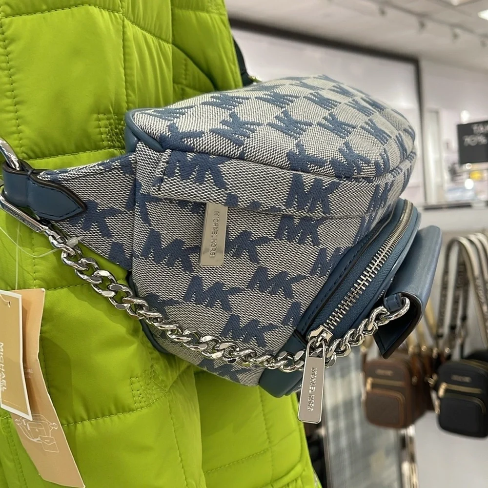 MICHAEL KORS Maisie Large Logo 2-in-1 Sling Waist Fanny Pack Crossbody  Denim